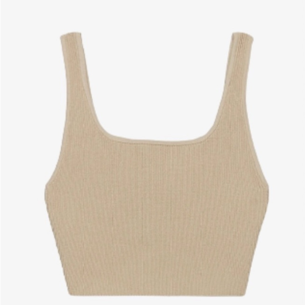 Aritzia Sculpt Knit Squareneck Crop Tank Sierra Beige Size M